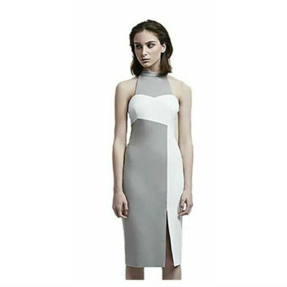 Finders Keepers Dress Gray White  Sleeveless A-Line Dress Size Medium‎
